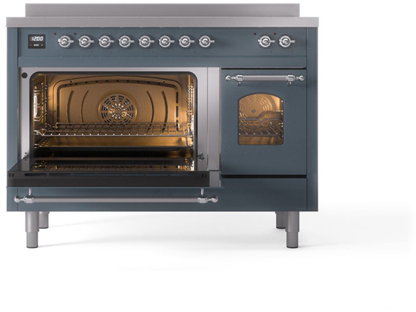 Ilve UPI486NMPBGC 48 inch All Electric Range: Blue Grey Chrome