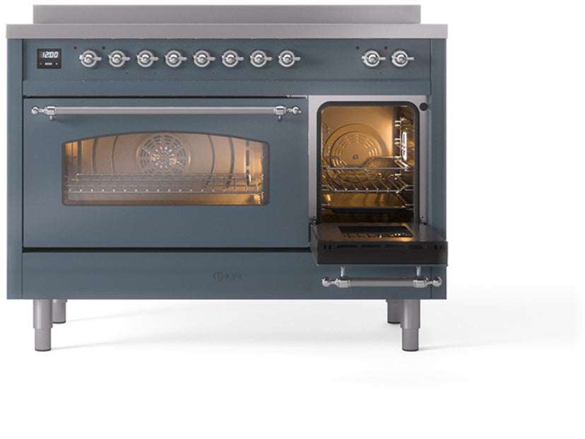 Ilve UPI486NMPBGC 48 inch All Electric Range: Blue Grey Chrome