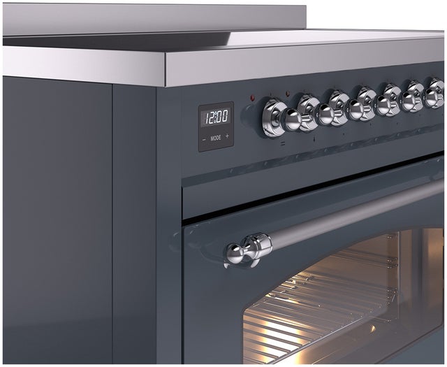 Ilve UPI486NMPBGC 48 inch All Electric Range: Blue Grey Chrome