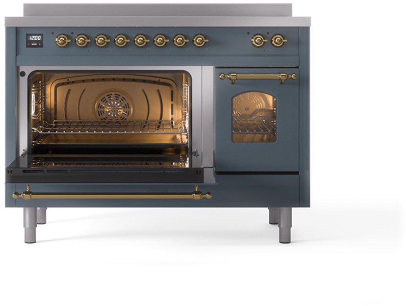 Ilve UPI486NMPBGG 48 inch All Electric Range: Blue Grey Brass