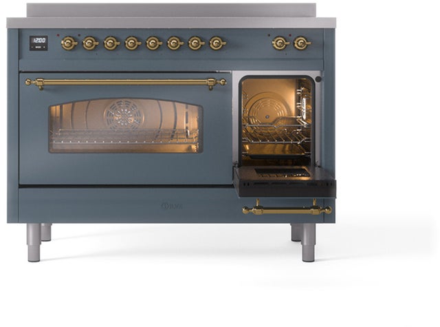 Ilve UPI486NMPBGG 48 inch All Electric Range: Blue Grey Brass