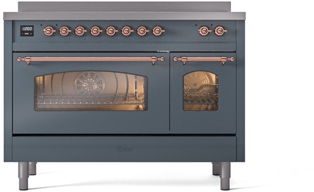 Ilve UPI486NMPBGP 48 inch All Electric Range: Blue Grey Copper