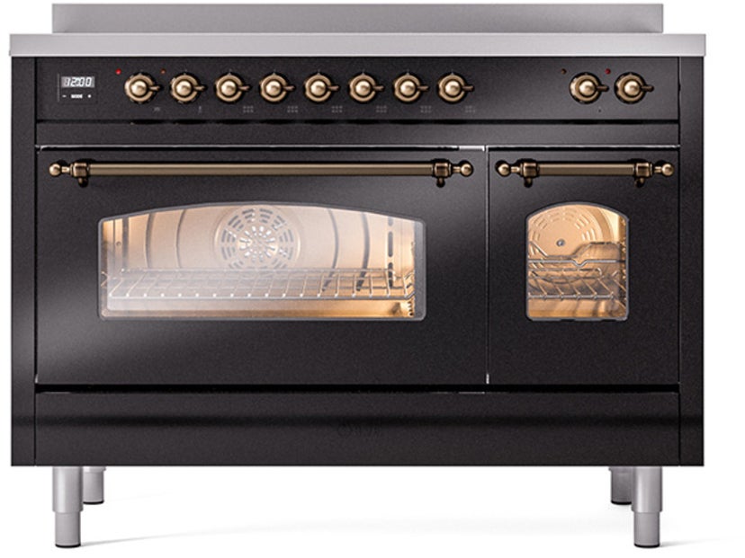 Ilve UPI486NMPBKB 48 inch All Electric Range: Black Burnt