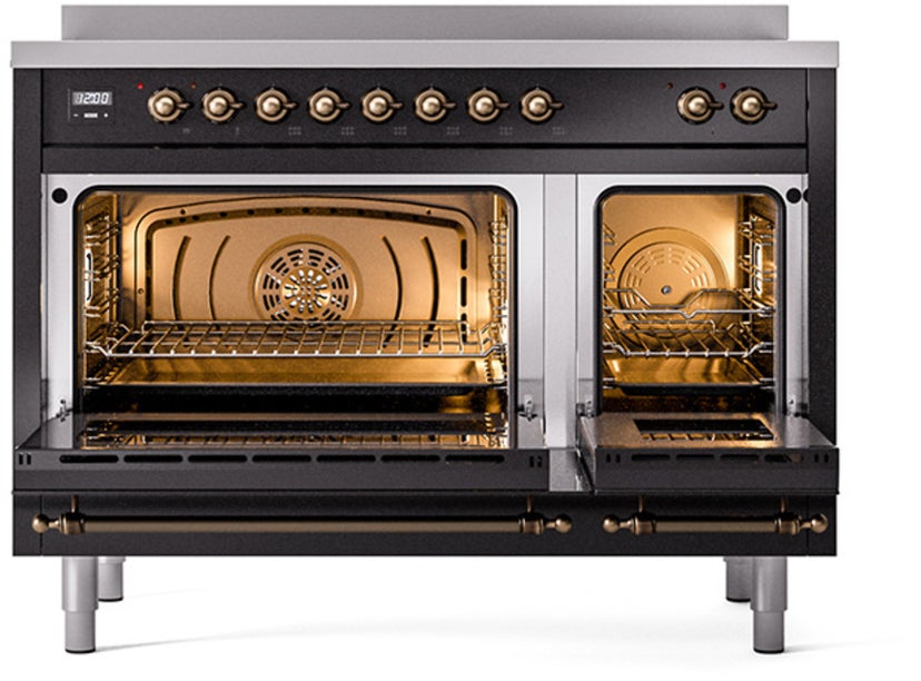 Ilve UPI486NMPBKB 48 inch All Electric Range: Black Burnt