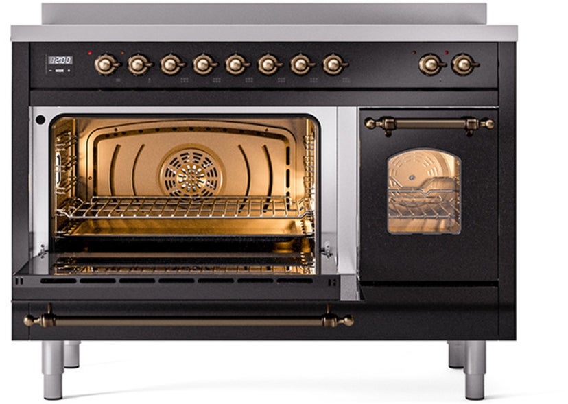 Ilve UPI486NMPBKB 48 inch All Electric Range: Black Burnt