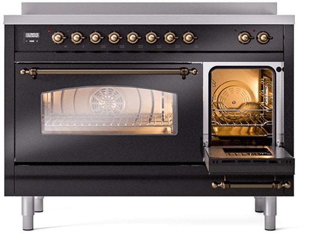 Ilve UPI486NMPBKB 48 inch All Electric Range: Black Burnt