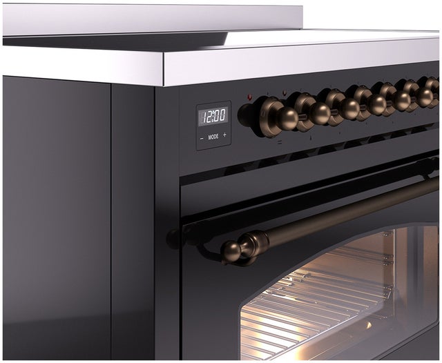 Ilve UPI486NMPBKB 48 inch All Electric Range: Black Burnt