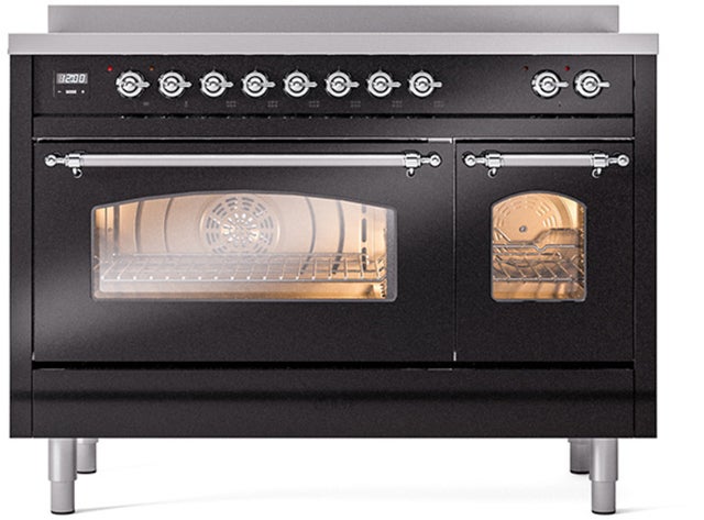 Ilve UPI486NMPBKC 48 inch All Electric Range: Black Chrome