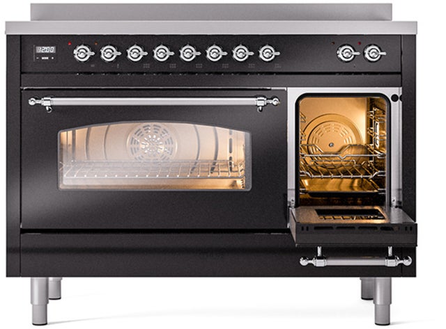 Ilve UPI486NMPBKC 48 inch All Electric Range: Black Chrome