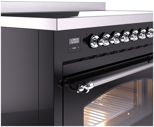 Ilve UPI486NMPBKC 48 inch All Electric Range: Black Chrome