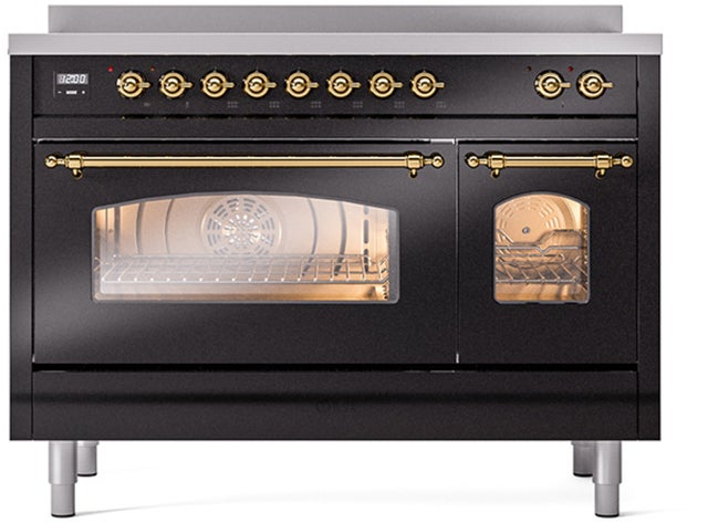 Ilve UPI486NMPBKG 48 inch All Electric Range: Black Brass