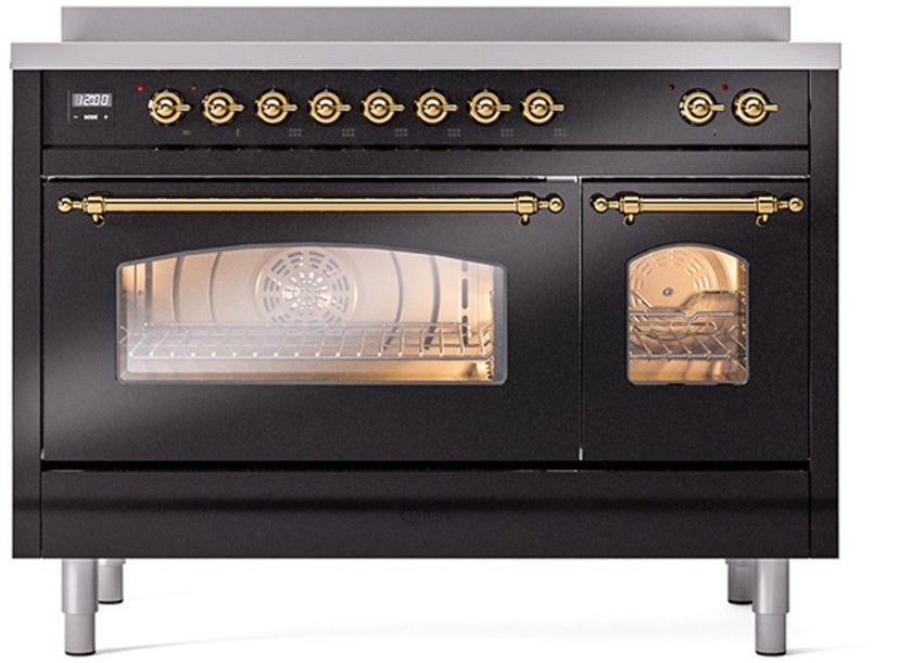 Ilve UPI486NMPBKG 48 inch All Electric Range: Black Brass