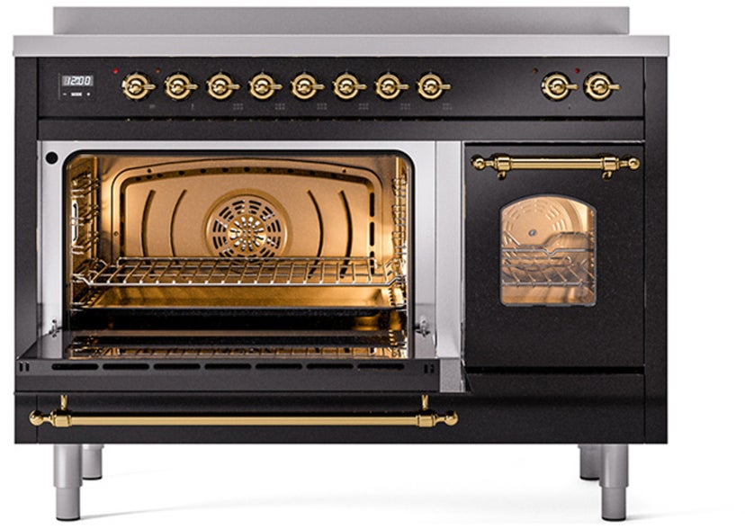 Ilve UPI486NMPBKG 48 inch All Electric Range: Black Brass