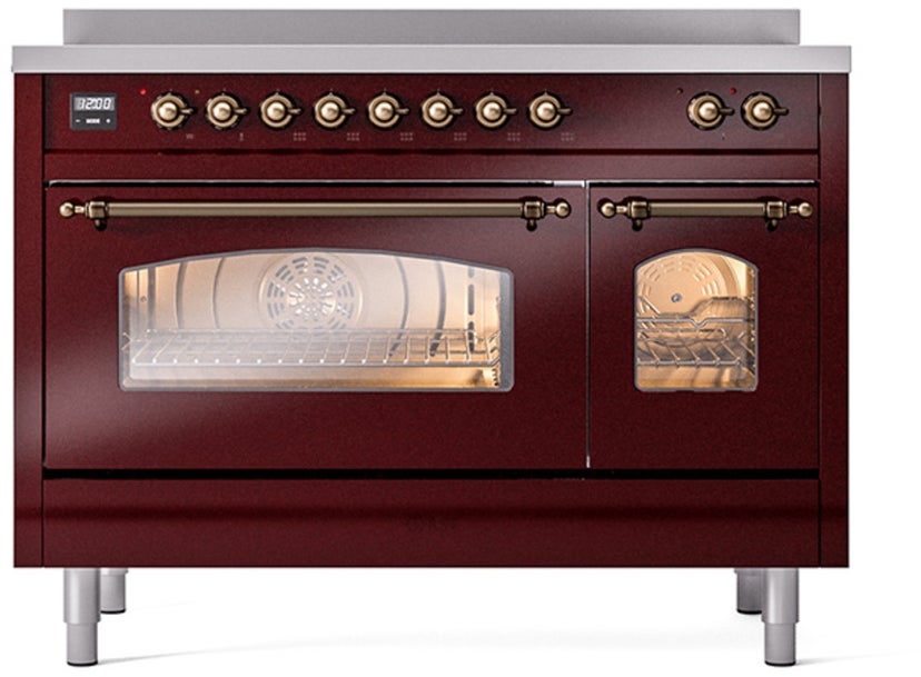 Ilve UPI486NMPBUB 48 inch All Electric Range: Burgundy Burnt