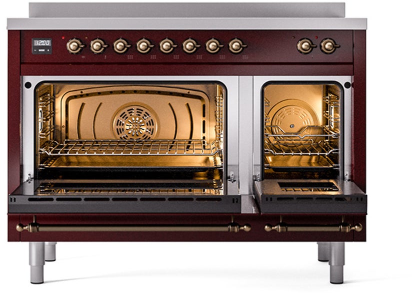 Ilve UPI486NMPBUB 48 inch All Electric Range: Burgundy Burnt