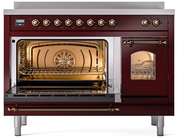 Ilve UPI486NMPBUB 48 inch All Electric Range: Burgundy Burnt