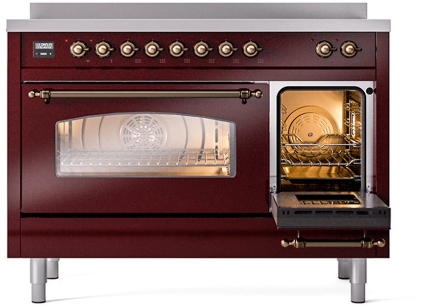 Ilve UPI486NMPBUB 48 inch All Electric Range: Burgundy Burnt