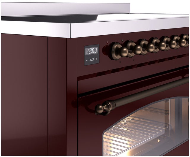 Ilve UPI486NMPBUB 48 inch All Electric Range: Burgundy Burnt