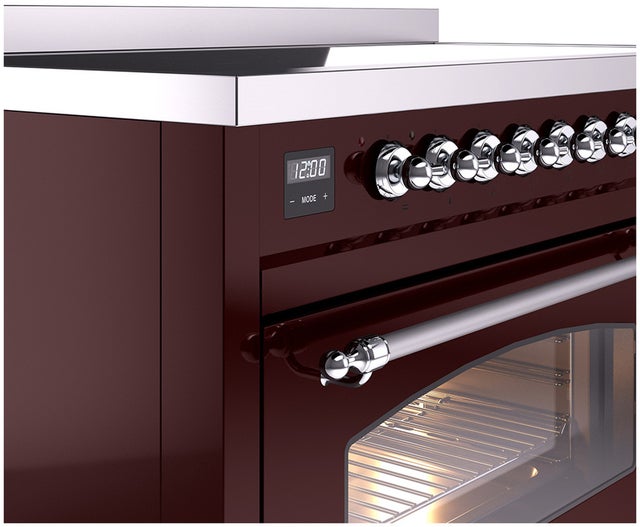 Ilve UPI486NMPBUC 48 inch All Electric Range: Burgundy Chrom