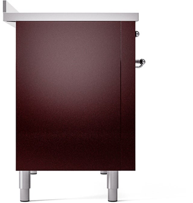 Ilve UPI486NMPBUC 48 inch All Electric Range: Burgundy Chrom