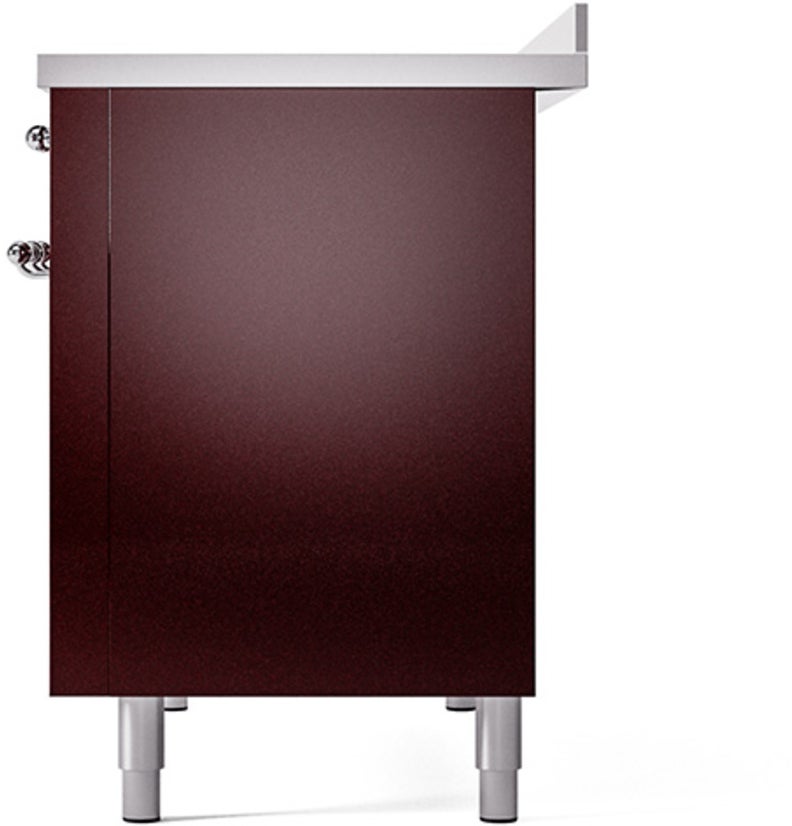 Ilve UPI486NMPBUC 48 inch All Electric Range: Burgundy Chrom