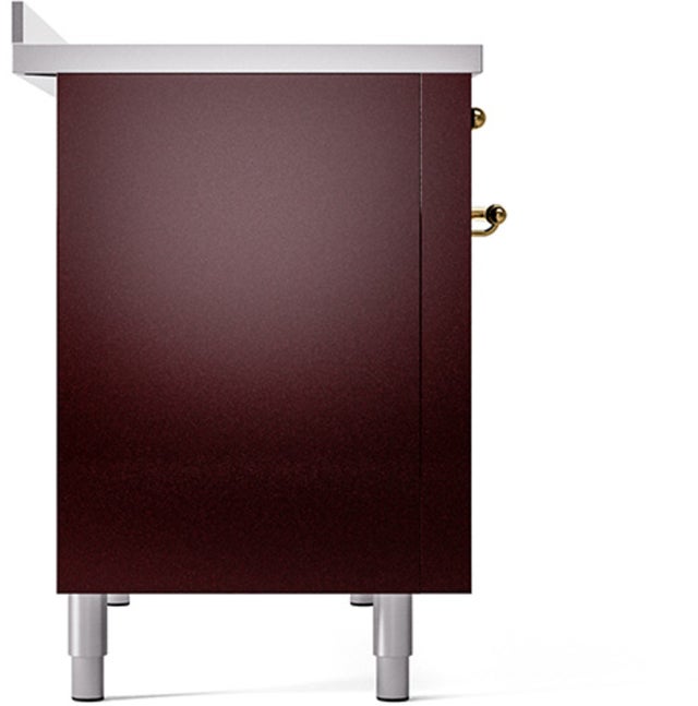 Ilve UPI486NMPBUG 48 inch All Electric Range: Burgundy Brass