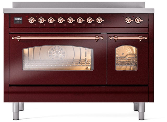 Ilve UPI486NMPBUP 48 inch All Electric Range: Burgundy Copper