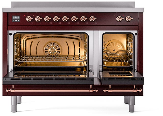 Ilve UPI486NMPBUP 48 inch All Electric Range: Burgundy Copper