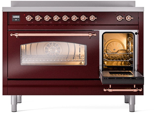 Ilve UPI486NMPBUP 48 inch All Electric Range: Burgundy Copper