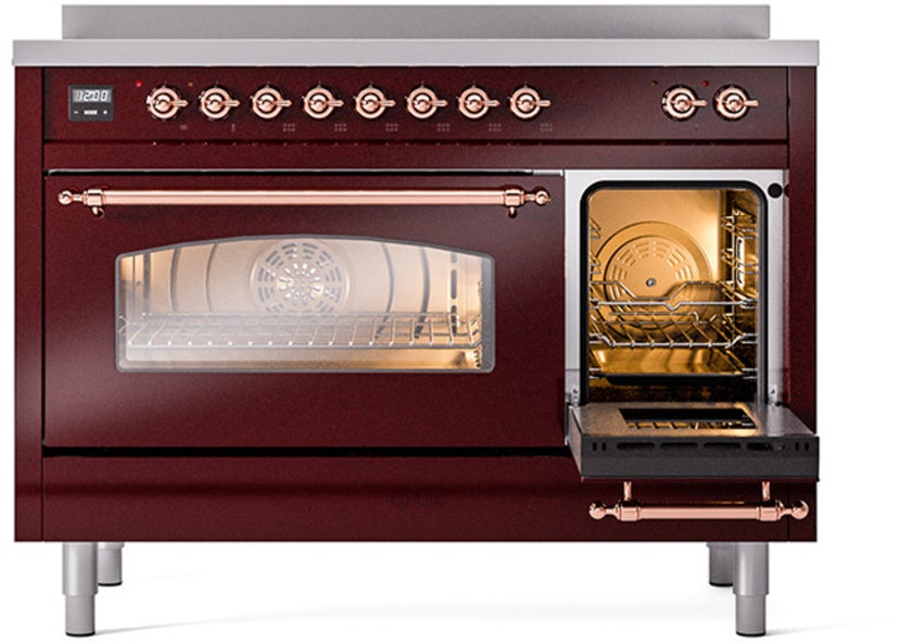 Ilve UPI486NMPBUP 48 inch All Electric Range: Burgundy Copper