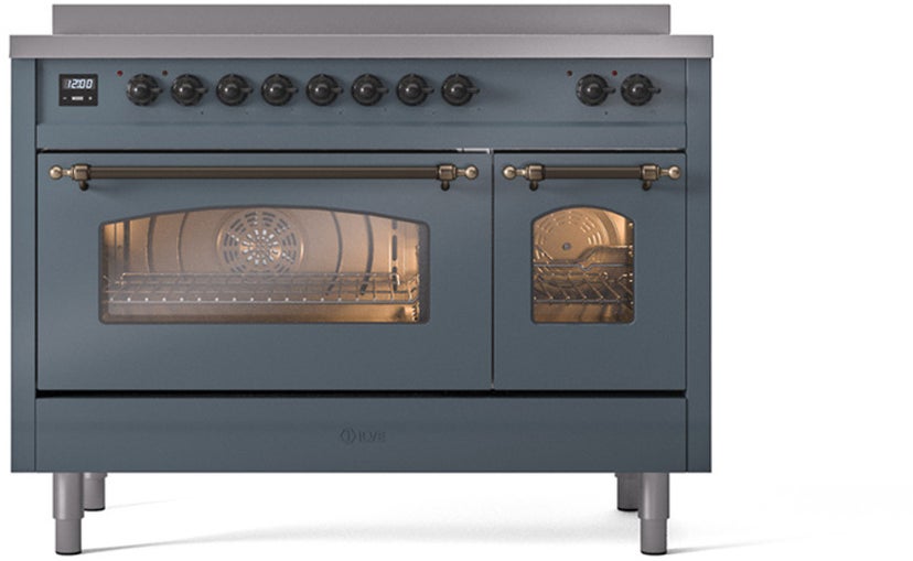 Ilve UPI486NMPBGB 48 inch All Electric Range: Blue Grey Burnt