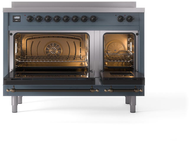 Ilve UPI486NMPBGB 48 inch All Electric Range: Blue Grey Burnt