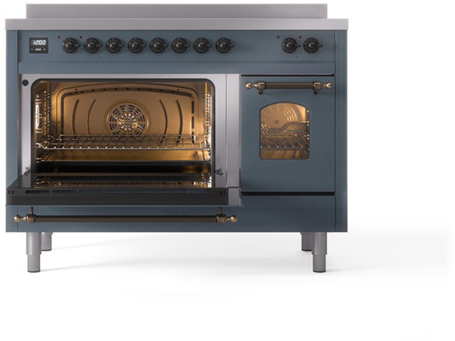 Ilve UPI486NMPBGB 48 inch All Electric Range: Blue Grey Burnt