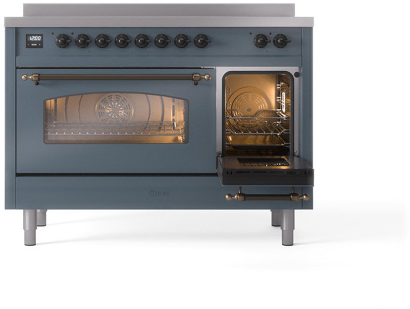 Ilve UPI486NMPBGB 48 inch All Electric Range: Blue Grey Burnt