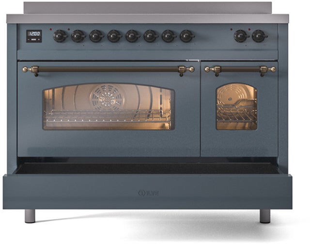 Ilve UPI486NMPBGB 48 inch All Electric Range: Blue Grey Burnt