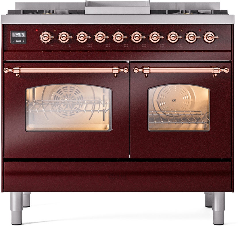 Ilve UPD40FNMPBUP 40 inch Dual Fuel Range Gas Burner Top and Electri...