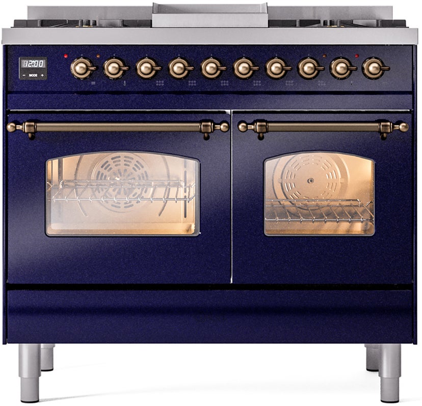 Ilve UPD40FNMPMBB 40 inch Dual Fuel Range Gas Burner Top and Electri...