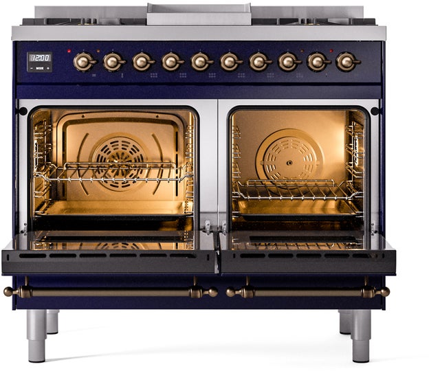 Ilve UPD40FNMPMBB 40 inch Dual Fuel Range Gas Burner Top and Electri...