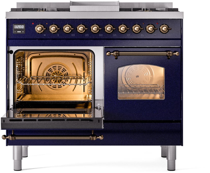 Ilve UPD40FNMPMBB 40 inch Dual Fuel Range Gas Burner Top and Electri...