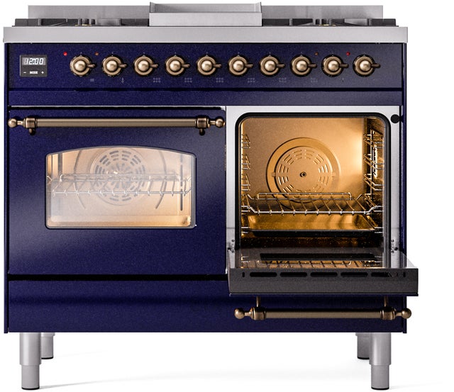 Ilve UPD40FNMPMBB 40 inch Dual Fuel Range Gas Burner Top and Electri...