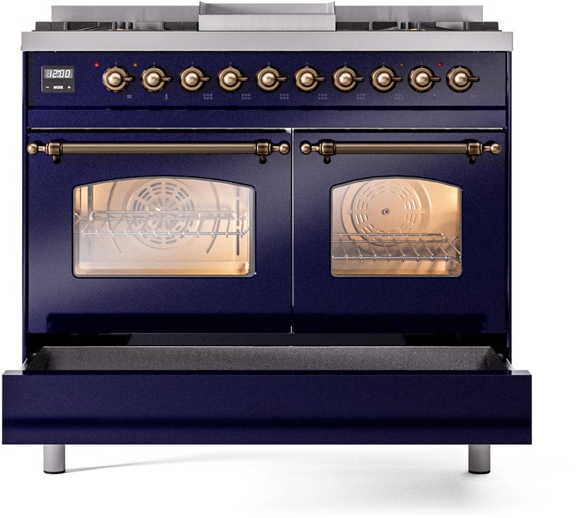 Ilve UPD40FNMPMBB 40 inch Dual Fuel Range Gas Burner Top and Electri...