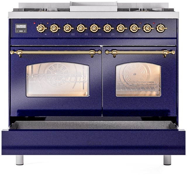 Ilve UPD40FNMPMBG 40 inch Dual Fuel Range Gas Burner Top and Electri...