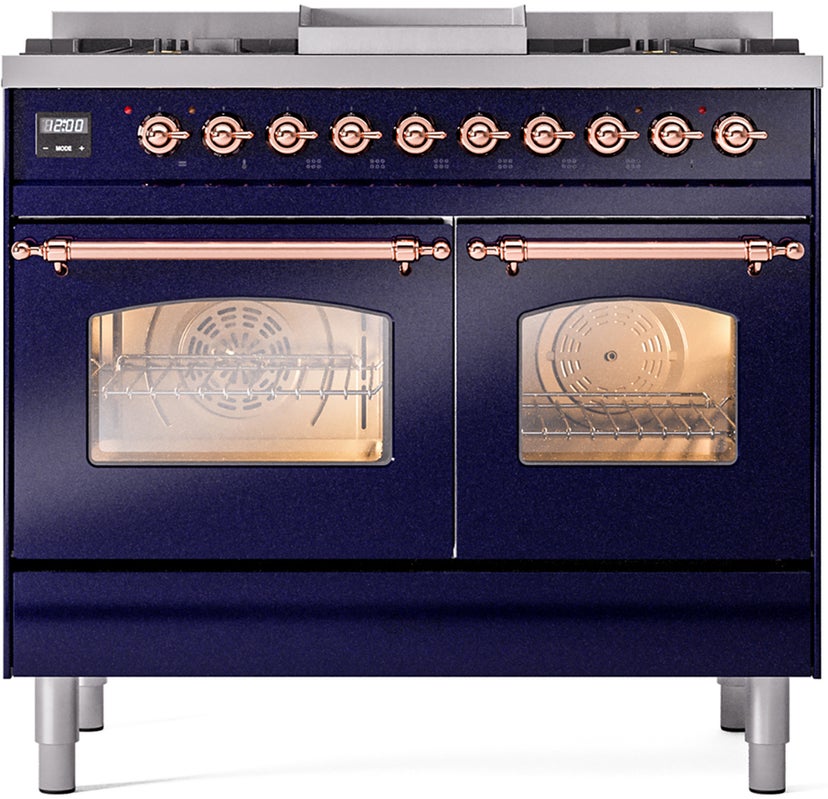 Ilve UPD40FNMPMBP 40 inch Dual Fuel Range Gas Burner Top and Electri...