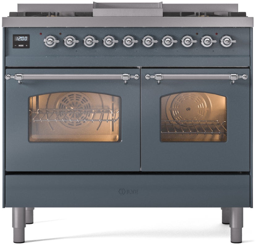 Ilve UPD40FNMPBGC 40 inch Dual Fuel Range Gas Burner Top and Electri...