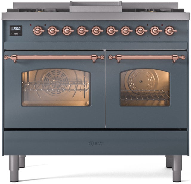 Ilve UPD40FNMPBGP 40 inch Dual Fuel Range Gas Burner Top and Electri...