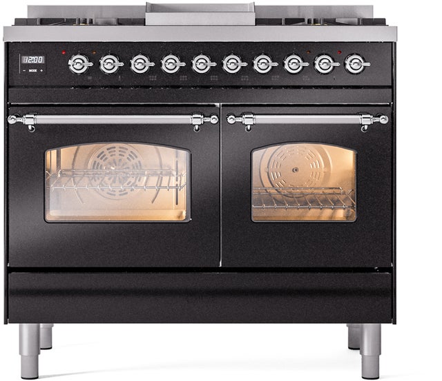 Ilve UPD40FNMPBKC 40 inch Dual Fuel Range Gas Burner Top and Electri...