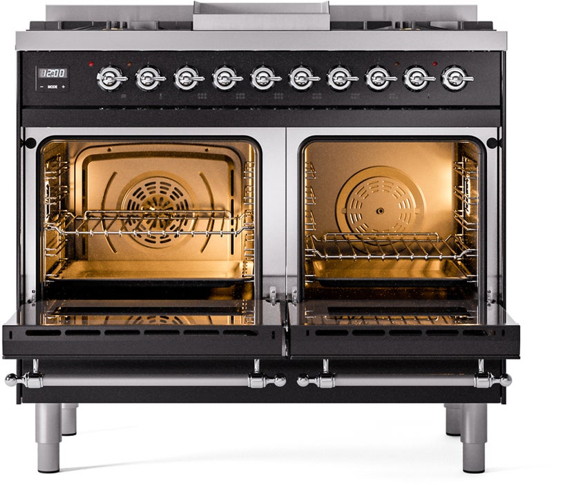 Ilve UPD40FNMPBKC 40 inch Dual Fuel Range Gas Burner Top and Electri...