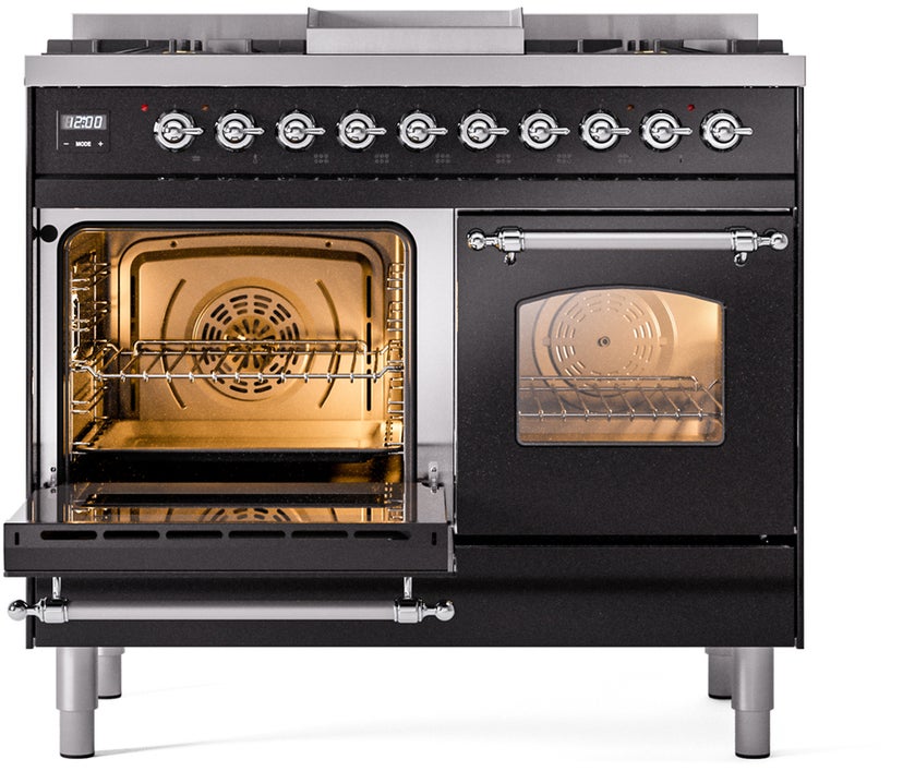 Ilve UPD40FNMPBKC 40 inch Dual Fuel Range Gas Burner Top and Electri...