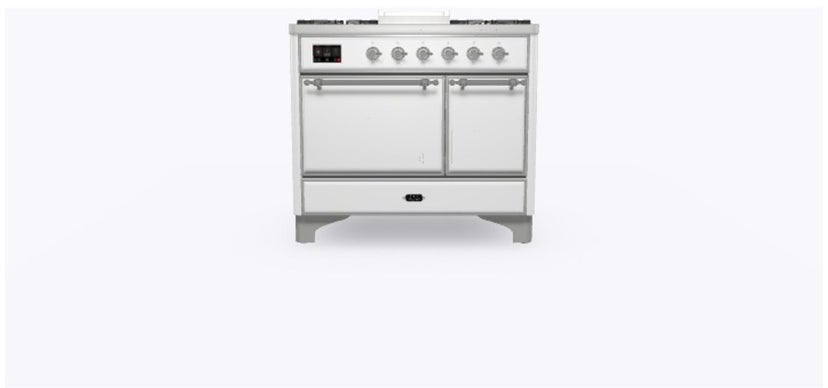 Ilve UMD10FDQNS3WHCLP 40" Dual Fuel Freestanding Range w/ 6 Sealed Burne...