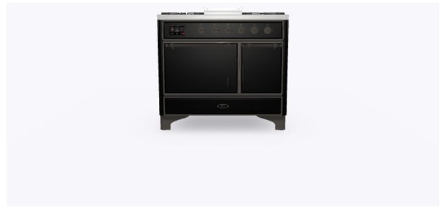 Ilve UMD10FDQNS3BKB 40" Dual Fuel Freestanding Range w/ 6 Sealed Burne...